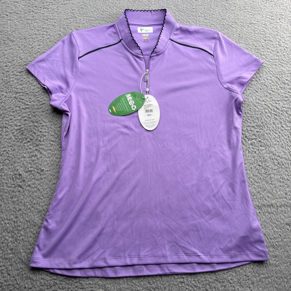 Greg Norman ML75 Golf Polo Women XL Iris Purple New Quarter Zip Mock Neck ML75
